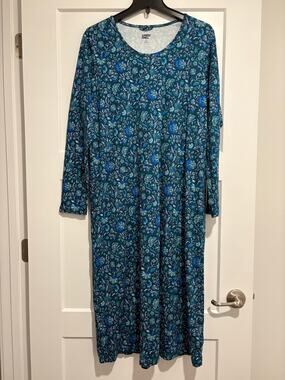 Lands' End long-sleeve cotton floral dress 100% cotton Women’s size XL